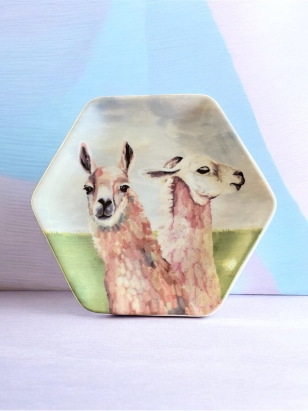 Green Box Art + Culture By Cathy Walters Llama Design Hexagonal Mini Plate